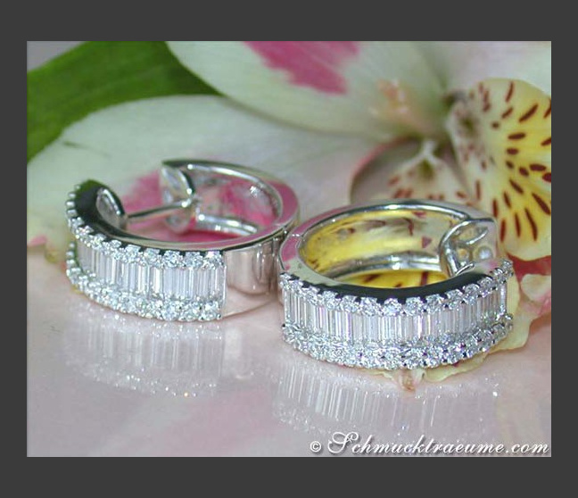 Prachtvolle Diamanten Creolen (Baguette & Brillant Schliff)