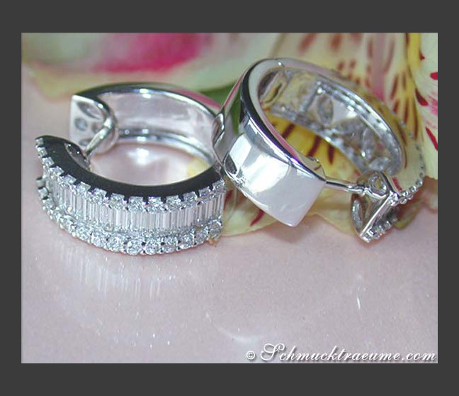 Prachtvolle Diamanten Creolen (Baguette & Brillant Schliff)