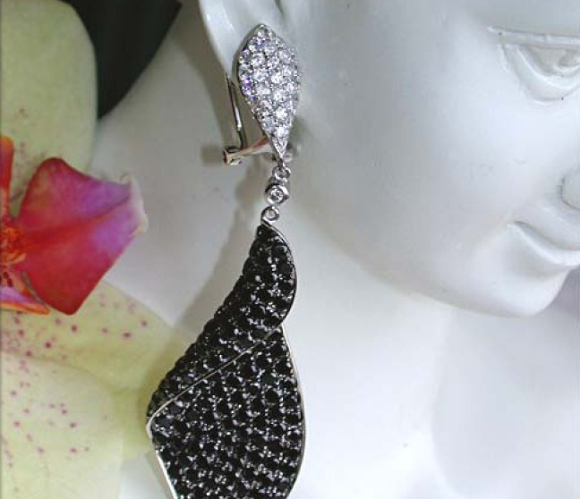schwarze Diamanten Ohrringe in weißgold groß