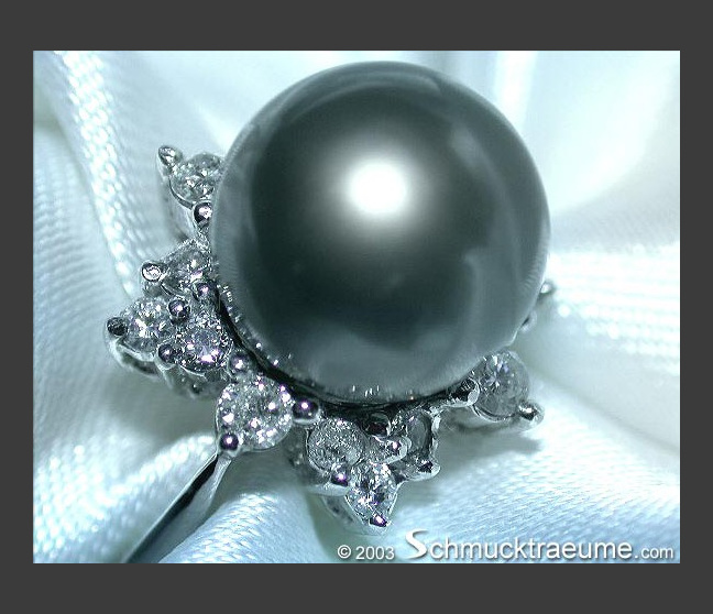 Tahitiperle Ring mit Brillanten