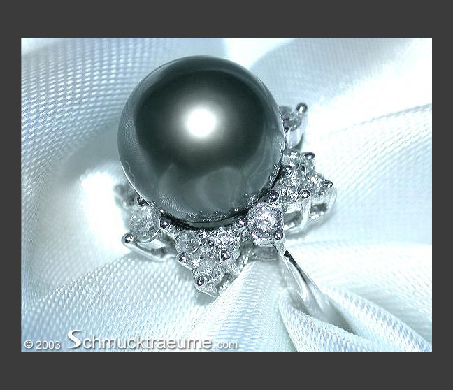 Tahitiperle Ring mit Brillanten