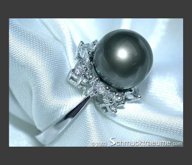 Tahitiperle Ring mit Brillanten