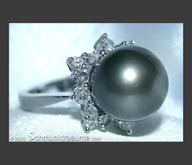 Tahitiperle Ring mit Brillanten