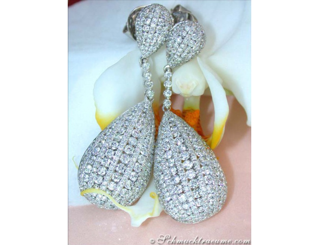 Extra long Diamond Dangling Earrings