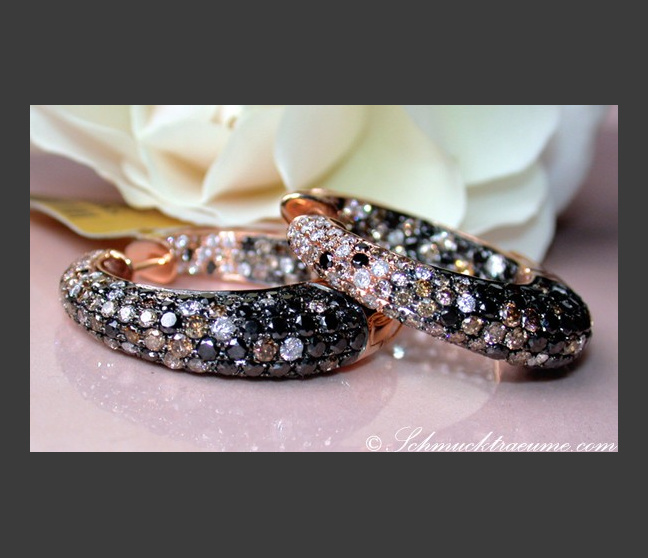  Creolen mit schwarzen Diamanten