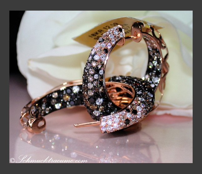  Creolen mit schwarzen Diamanten