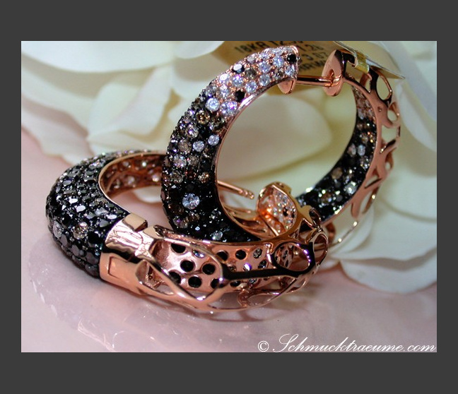  Creolen mit schwarzen Diamanten
