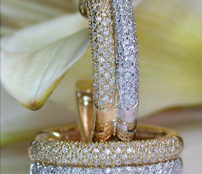 Diamanten Creolen Bicolor Gelbgold Weißgold