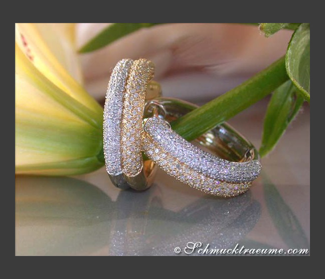 Diamanten Creolen Bicolor Gelbgold Weißgold