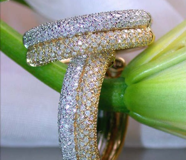 Diamanten Creolen Bicolor Gelbgold Weißgold