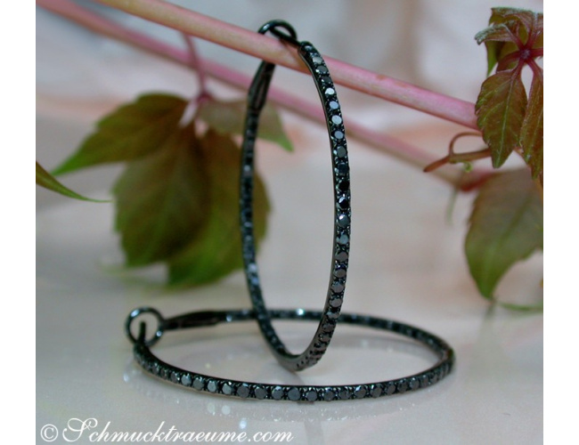 Delicate Black Diamond Hoop Earrings