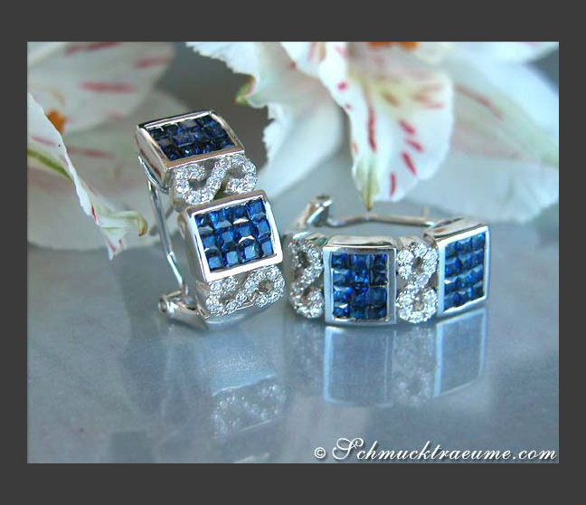 Saphir Ohrringe mit Brillanten