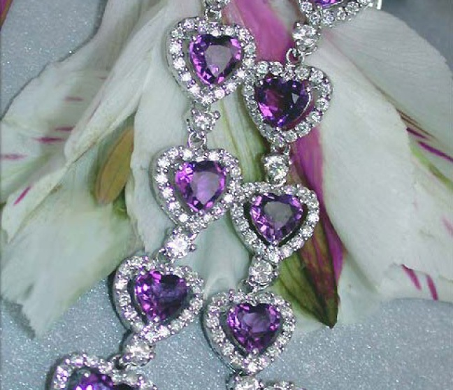 Amethyst Herz Ohrringe mit Brillanten