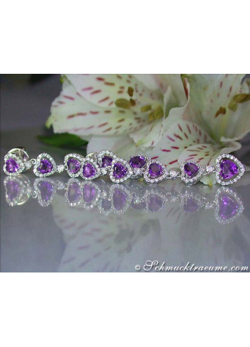 Amethyst Herz Ohrringe mit Brillanten