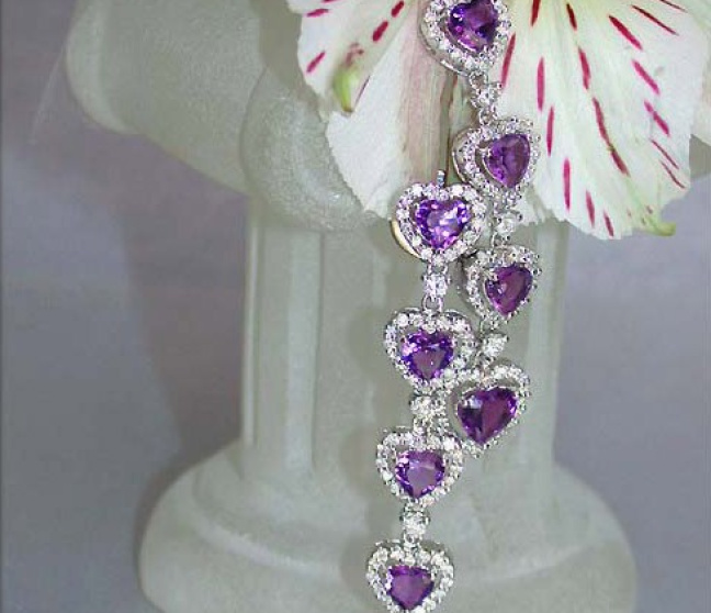 Amethyst Herz Ohrringe mit Brillanten
