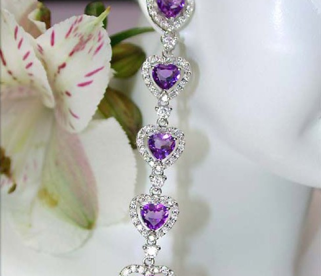 Amethyst Herz Ohrringe mit Brillanten