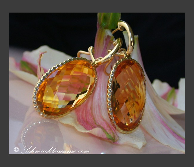 Citrin Ohrringe in Gelbgold 585