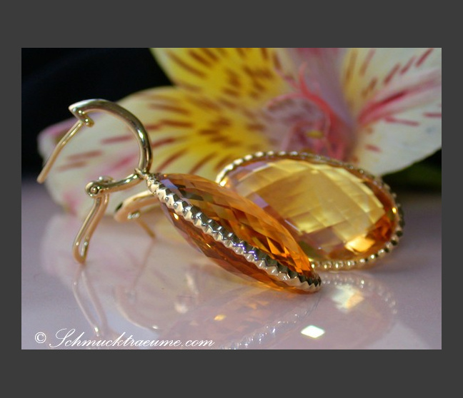 Citrin Ohrringe in Gelbgold 585