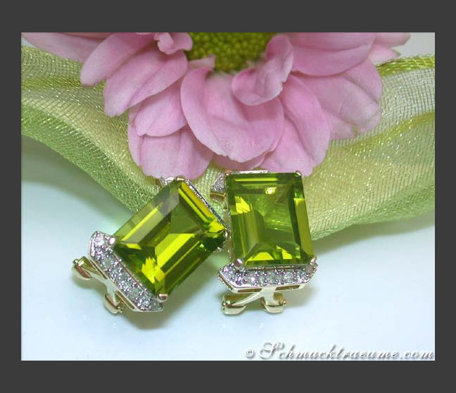 Feine Peridot Ohrstecker mit Diamanten