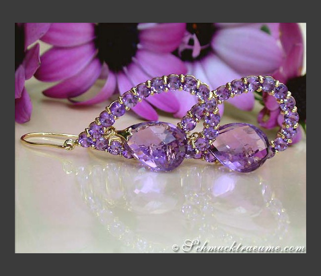 Amethyst Ohrhänger in Gelb Gold 585