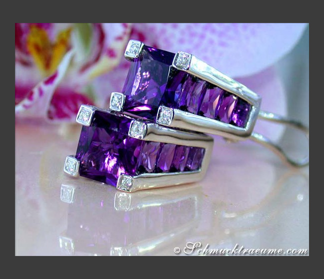 Amethyst Ohrstecker mit Diamanten