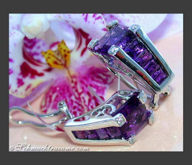 Amethyst Ohrstecker mit Diamanten