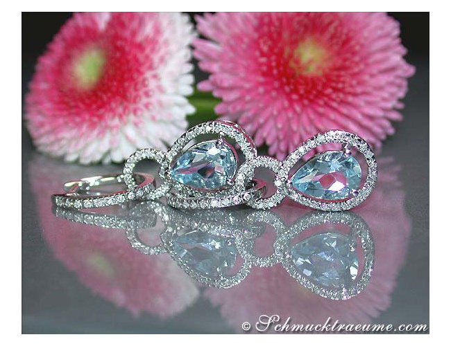 Convertible Aquamarine Earrings with Diamonds