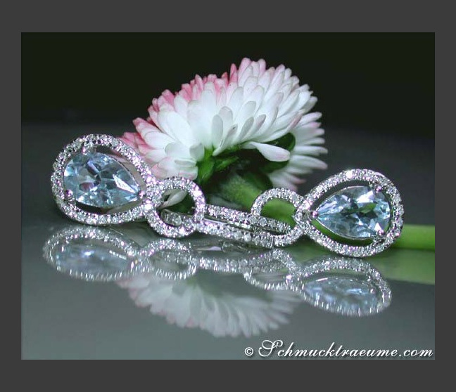 Aquamarin Ohrringe mit Diamanten