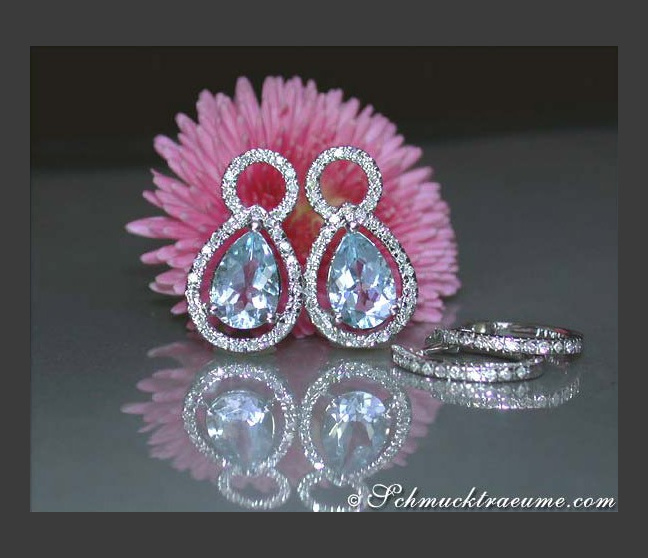 Aquamarin Ohrringe mit Diamanten