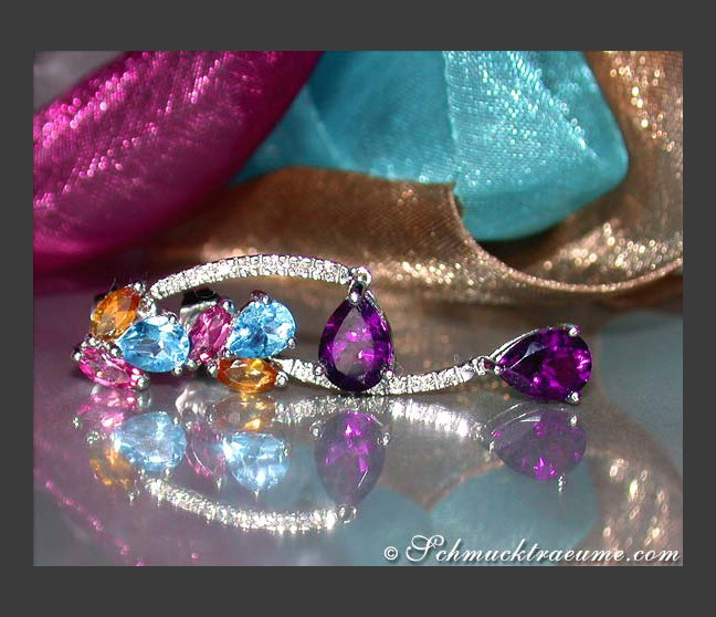 Edelstein Ohrstecker Citrin Blautopas Saphir Amethyst