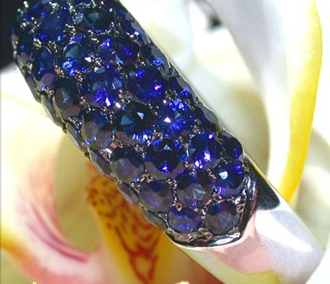 Saphir Pavé Ring in Weißgold 585