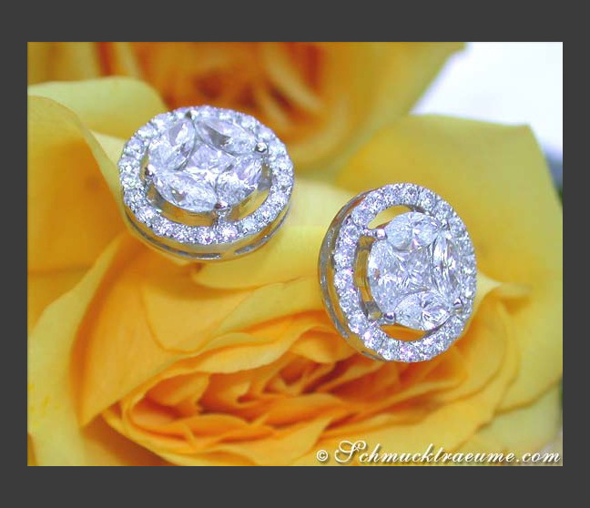 Ohrstecker mit Diamanten im Marquise und Princess Schliff