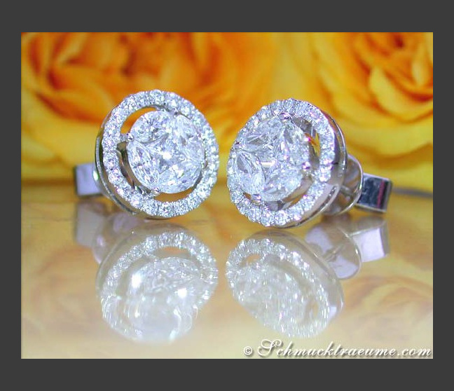 Ohrstecker mit Diamanten im Marquise und Princess Schliff