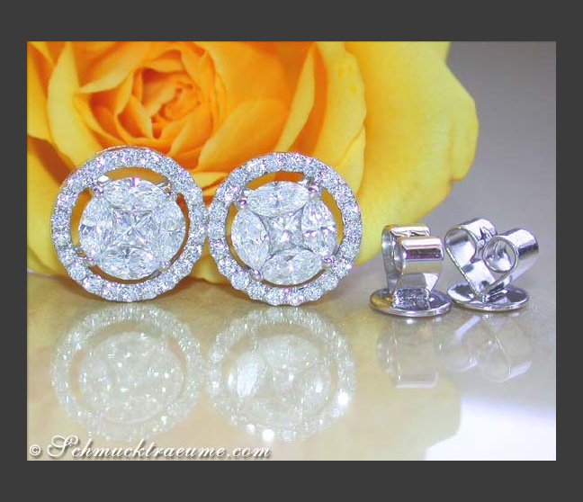 Ohrstecker mit Diamanten im Marquise und Princess Schliff