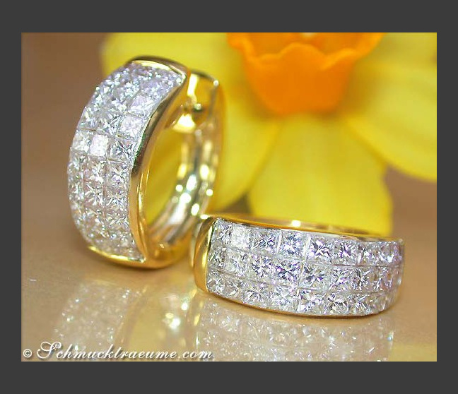 Exklusive Princess Diamanten Creolen in Gelbgold 750