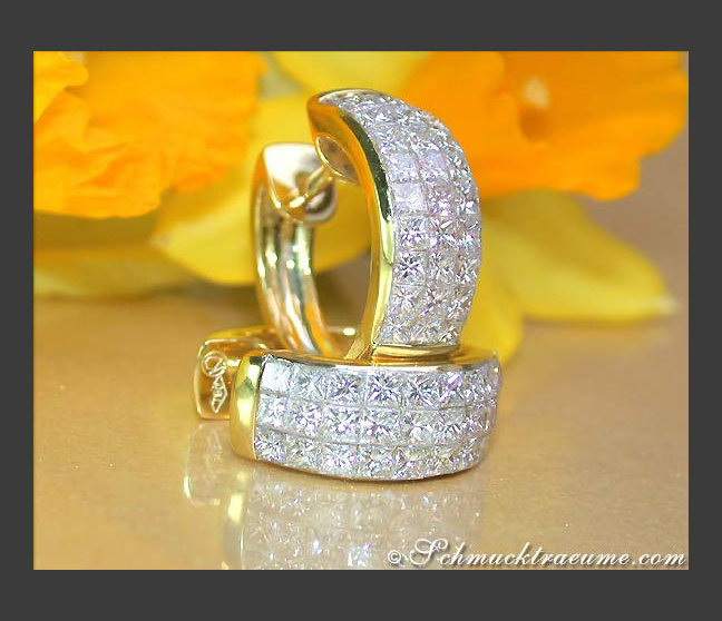 Exklusive Princess Diamanten Creolen in Gelbgold 750