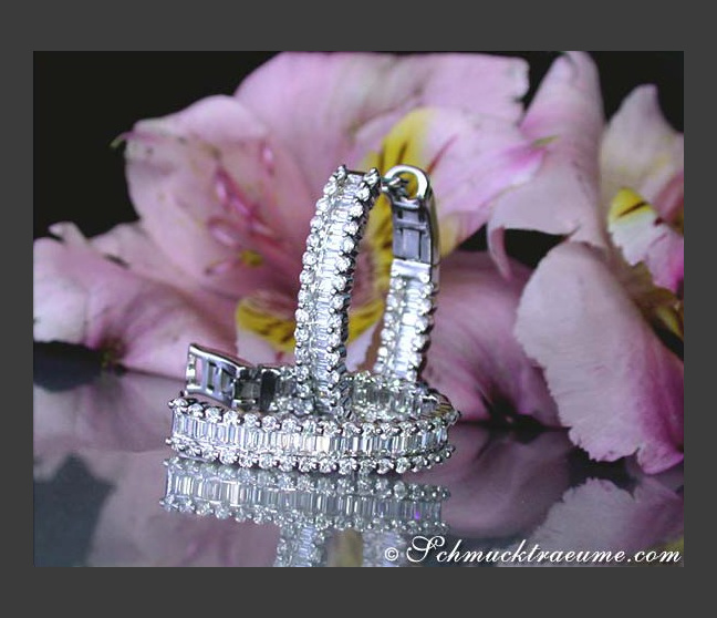 Creolen mit Baguette Diamanten