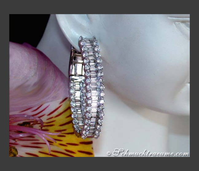 Creolen mit Baguette Diamanten