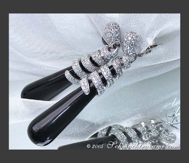 Onyx Ohrringe mit Diamanten