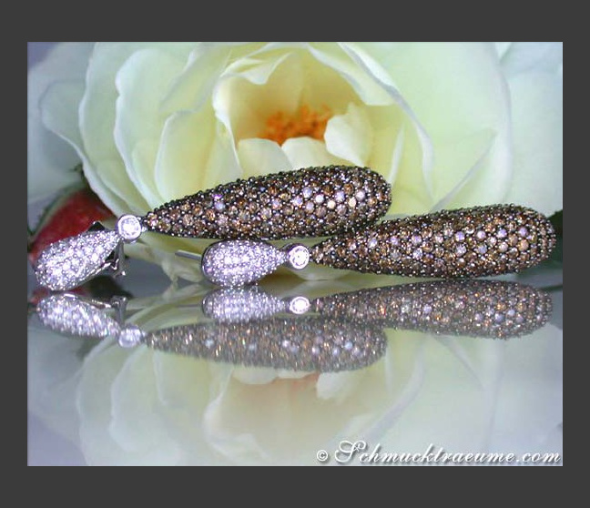 Prächtige Ohrringe mit braunen Diamanten