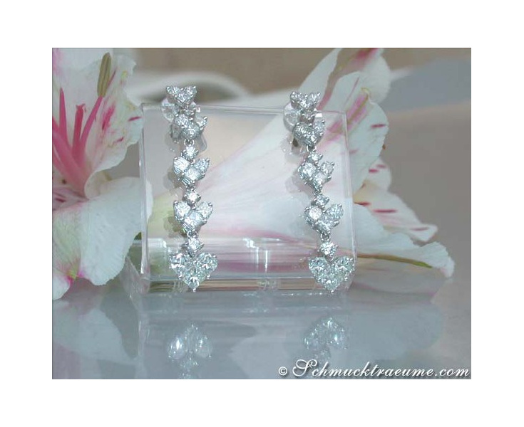 Fabulous Diamond Heart Dangling Earrings