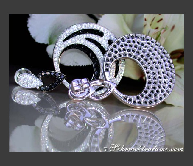 Ohrringe mit schwarzen Diamanten groß