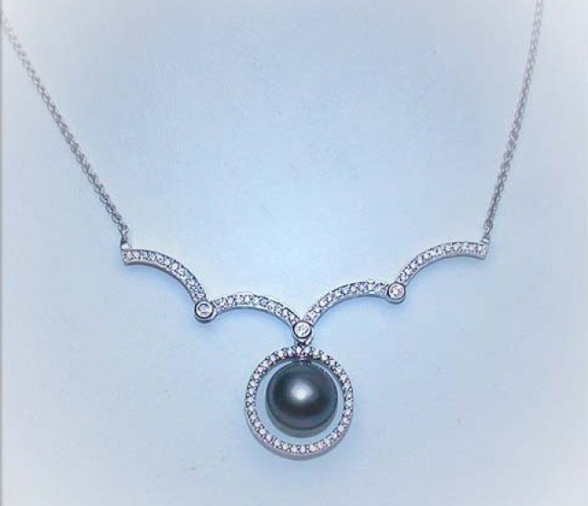 Tahitiperle Collier mit Brillanten