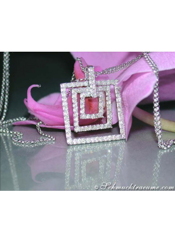 Attractive Diamond Square Pendant incl. Chain