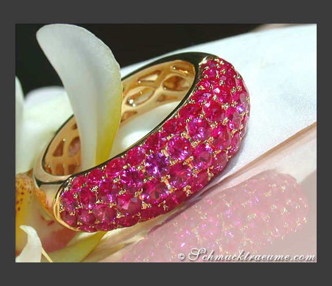 Rubin Pavé Ring in Gelbgold 585