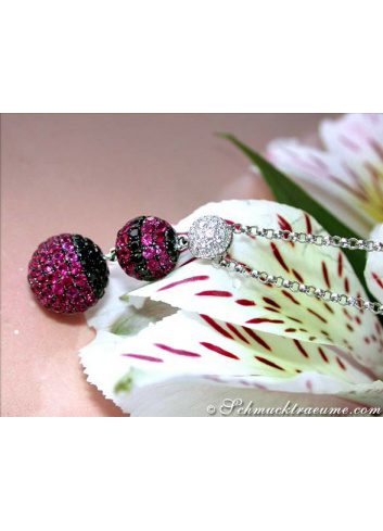Attractive Necklace with Rubies & Black and White Diamonds