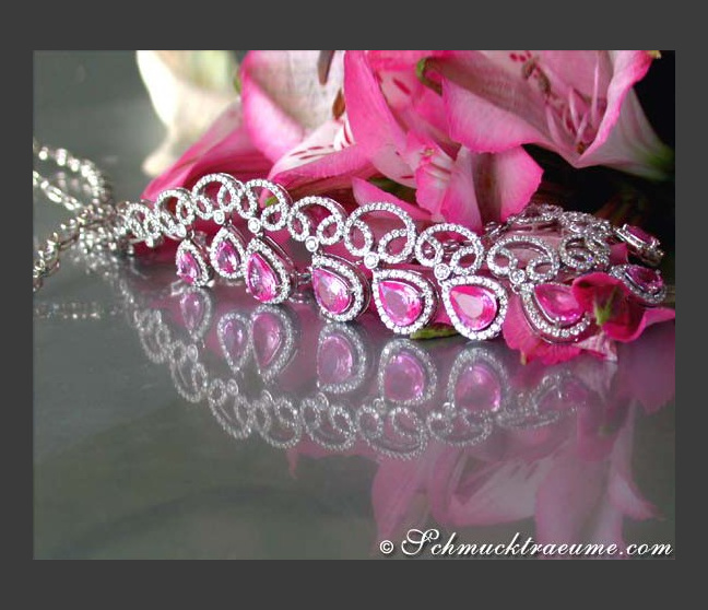 Pink Saphir Collier mit Brillanten