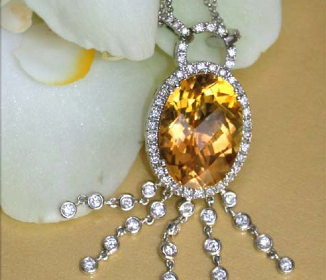 Citrin Collier mit Brillanten