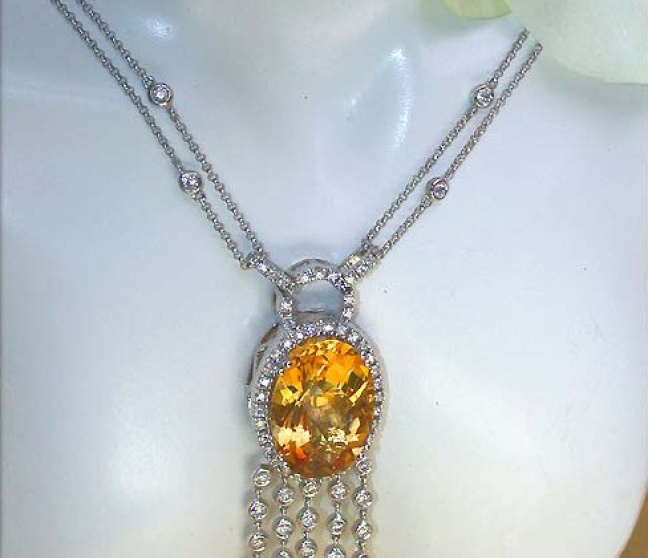 Citrin Collier mit Brillanten