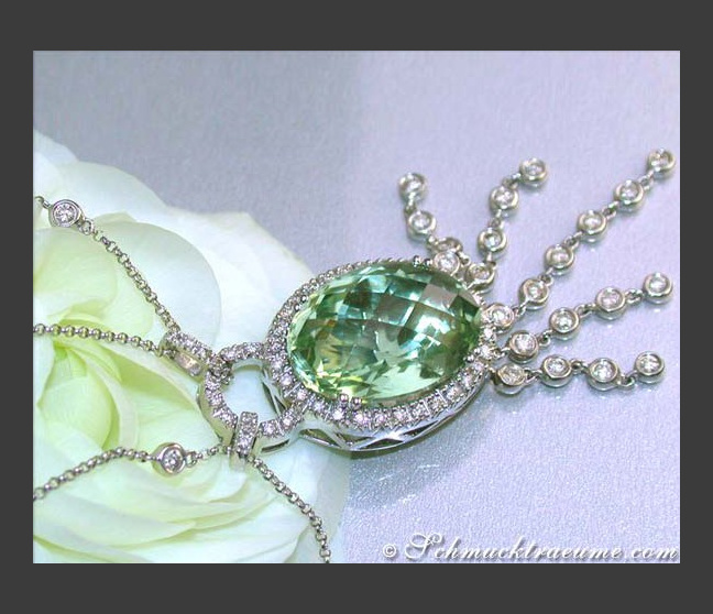 Prasiolith Collier mit Brillanten